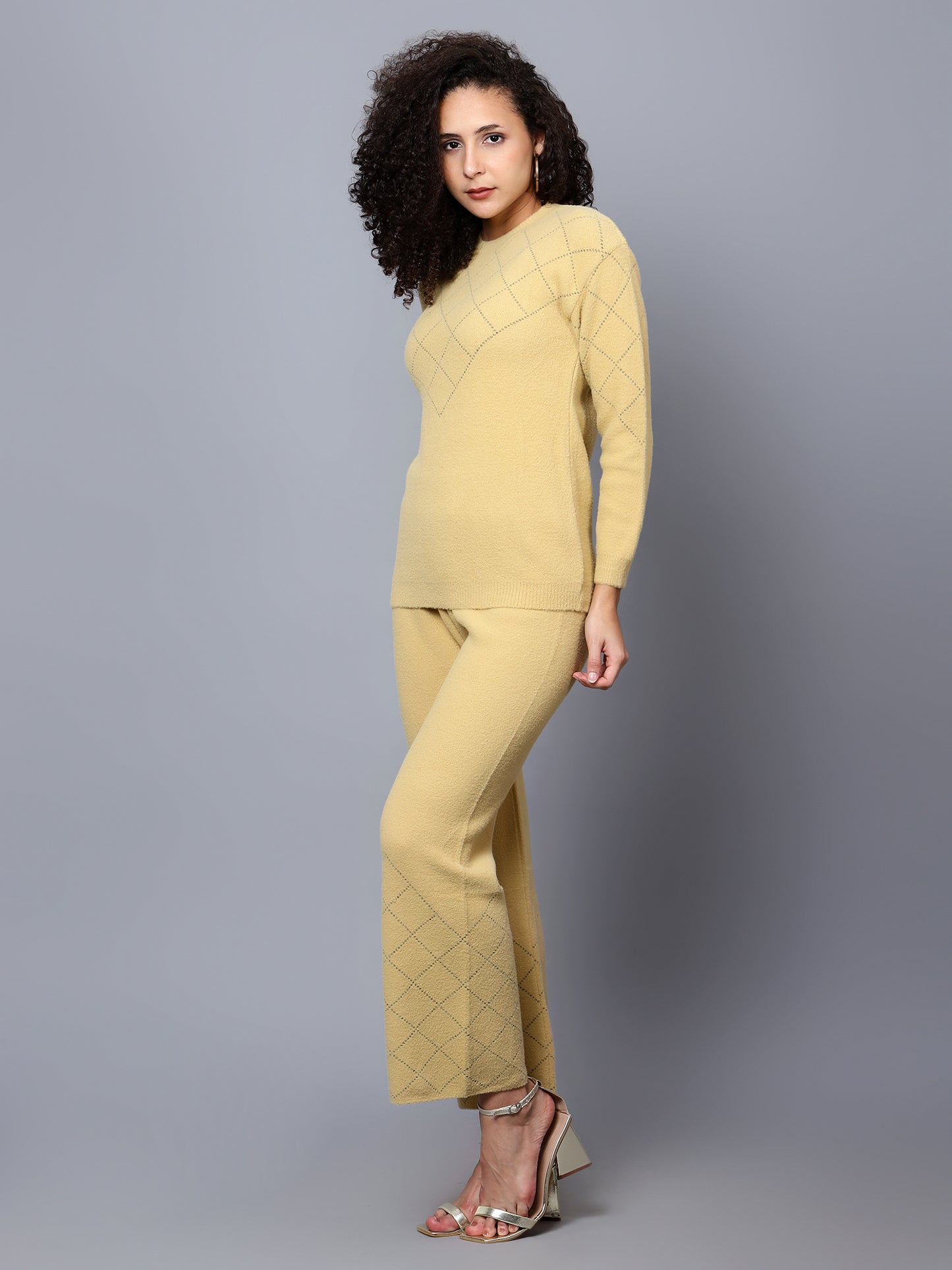 Broowl yellow Woollen Co-ord Set