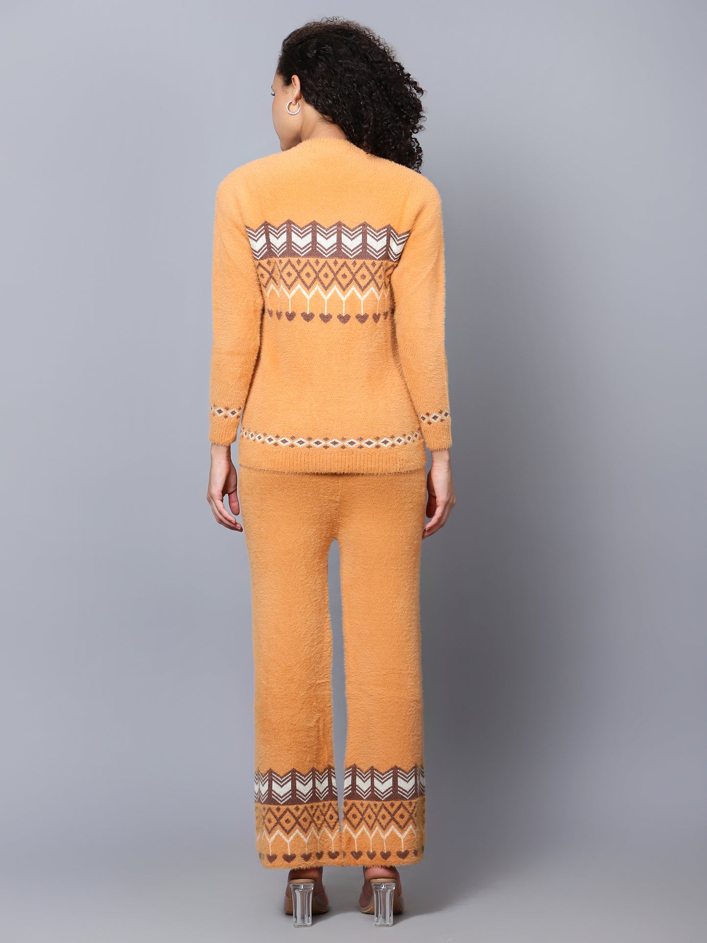 Orange Printed Woollen Co-Ord Set