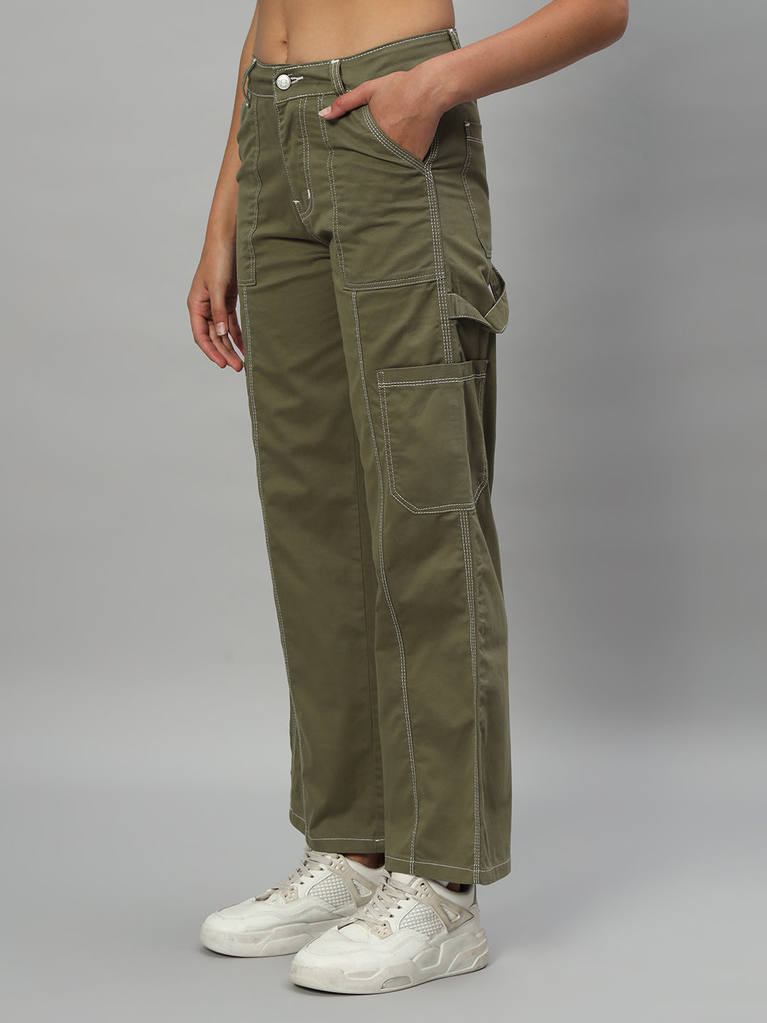 BROOWL Women Relaxed Loose Fit High-Rise Trouser Pants