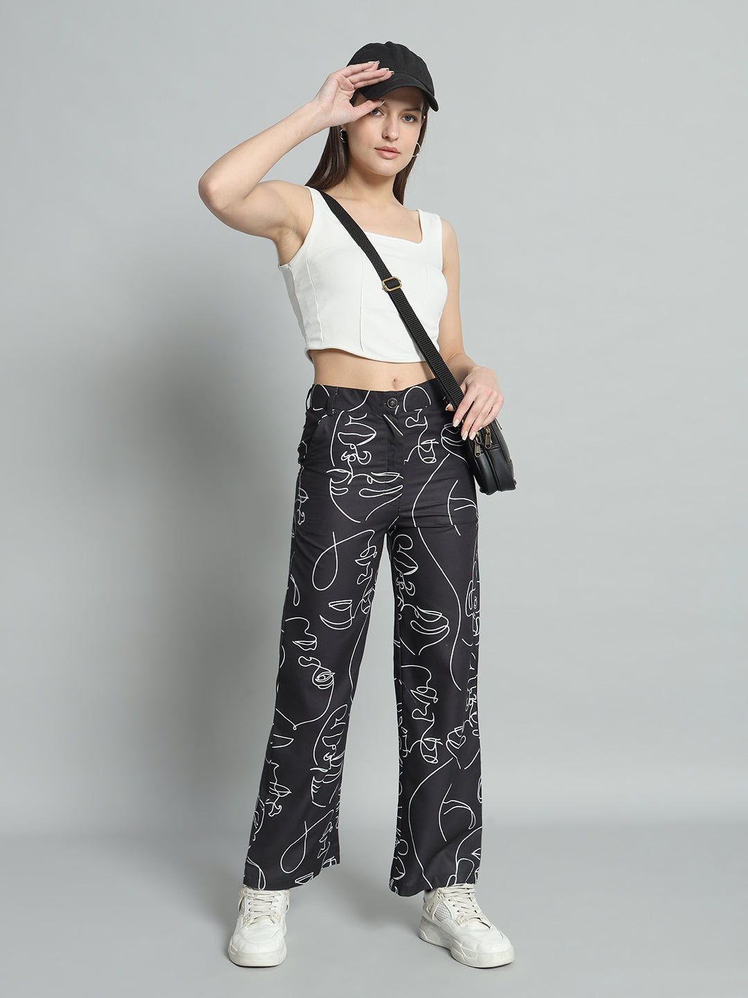 BROOWL Women Ethnic Motifs Printed Relaxed Straight Fit High-Rise Trousers