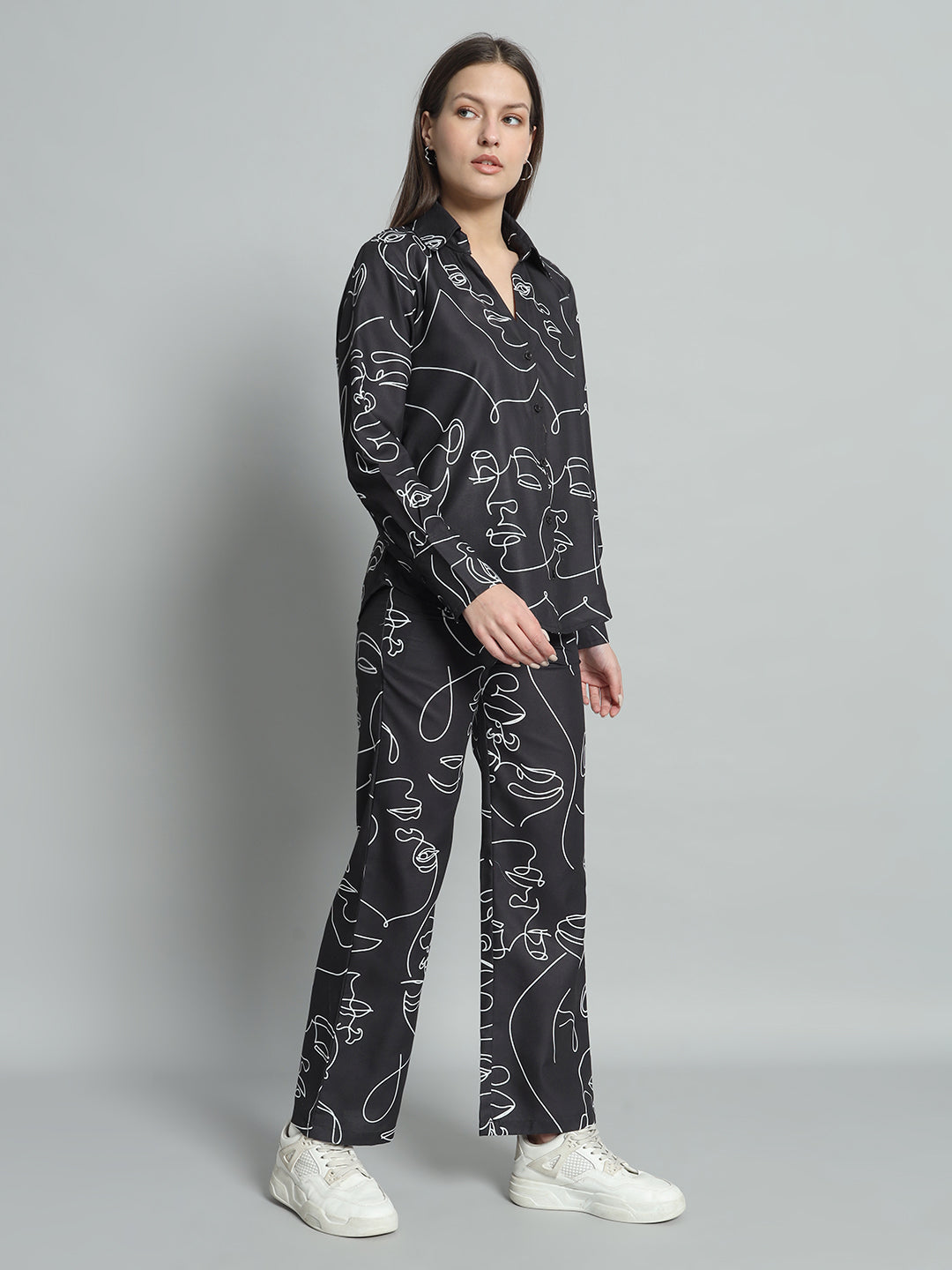 BROOWL Women's Printed Shirt With Trousers Co-Ords