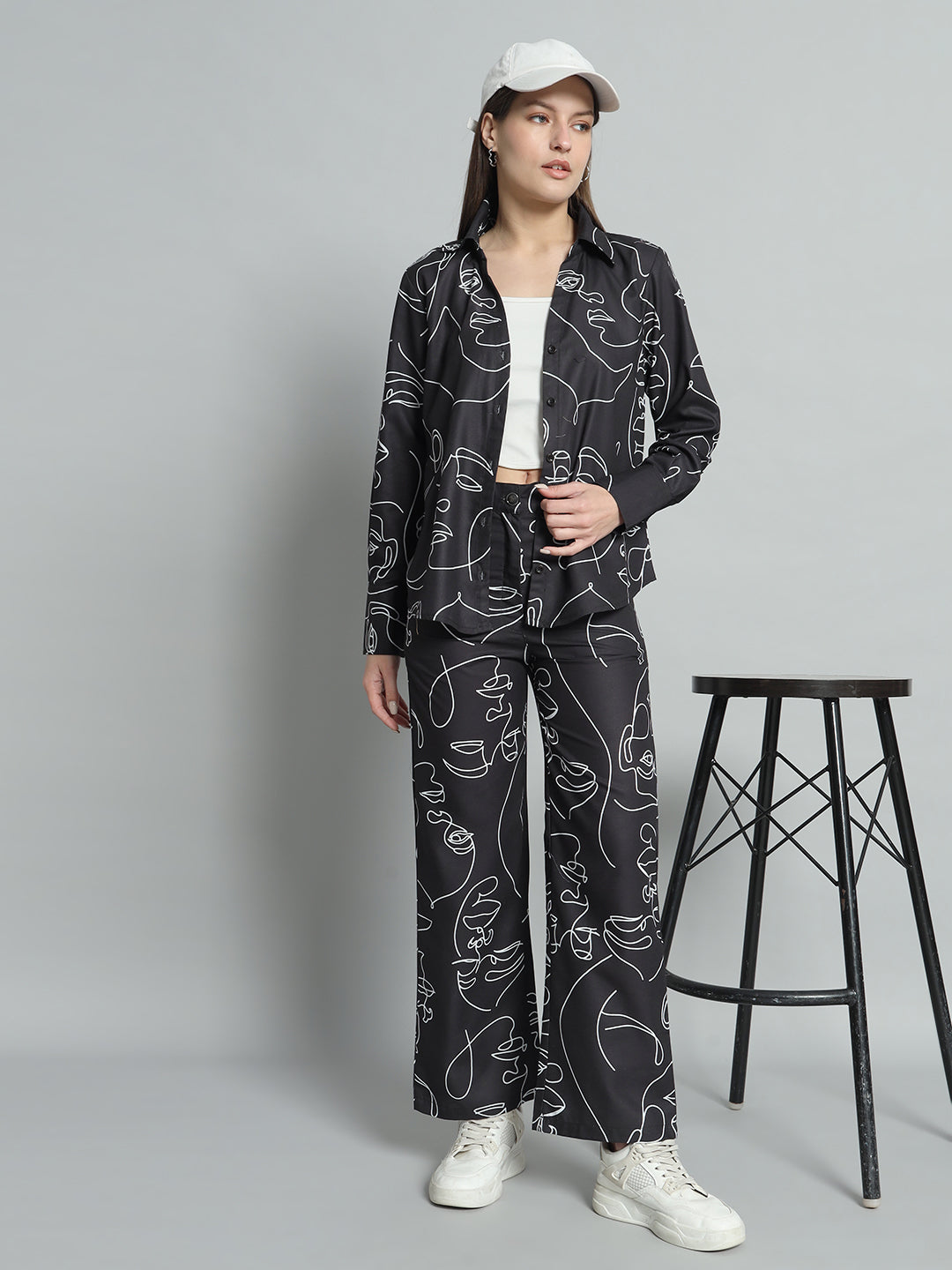 BROOWL Women's Printed Shirt With Trousers Co-Ords