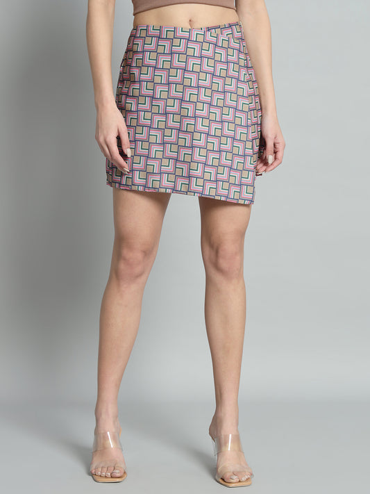 BROOWL Women's Checked Mini Length Skirt