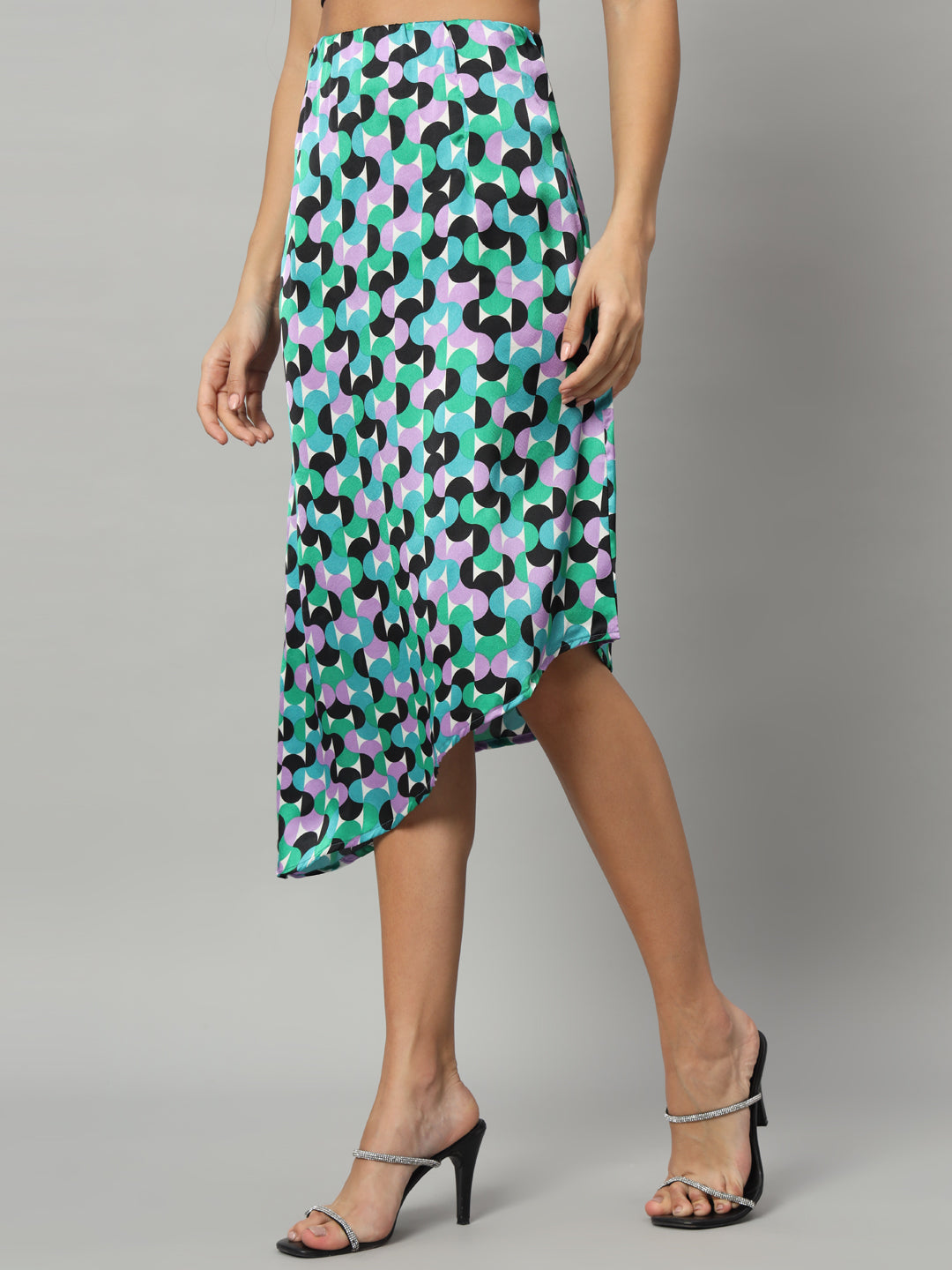 BROOWL Women's Printed A-Line Midi Skirts