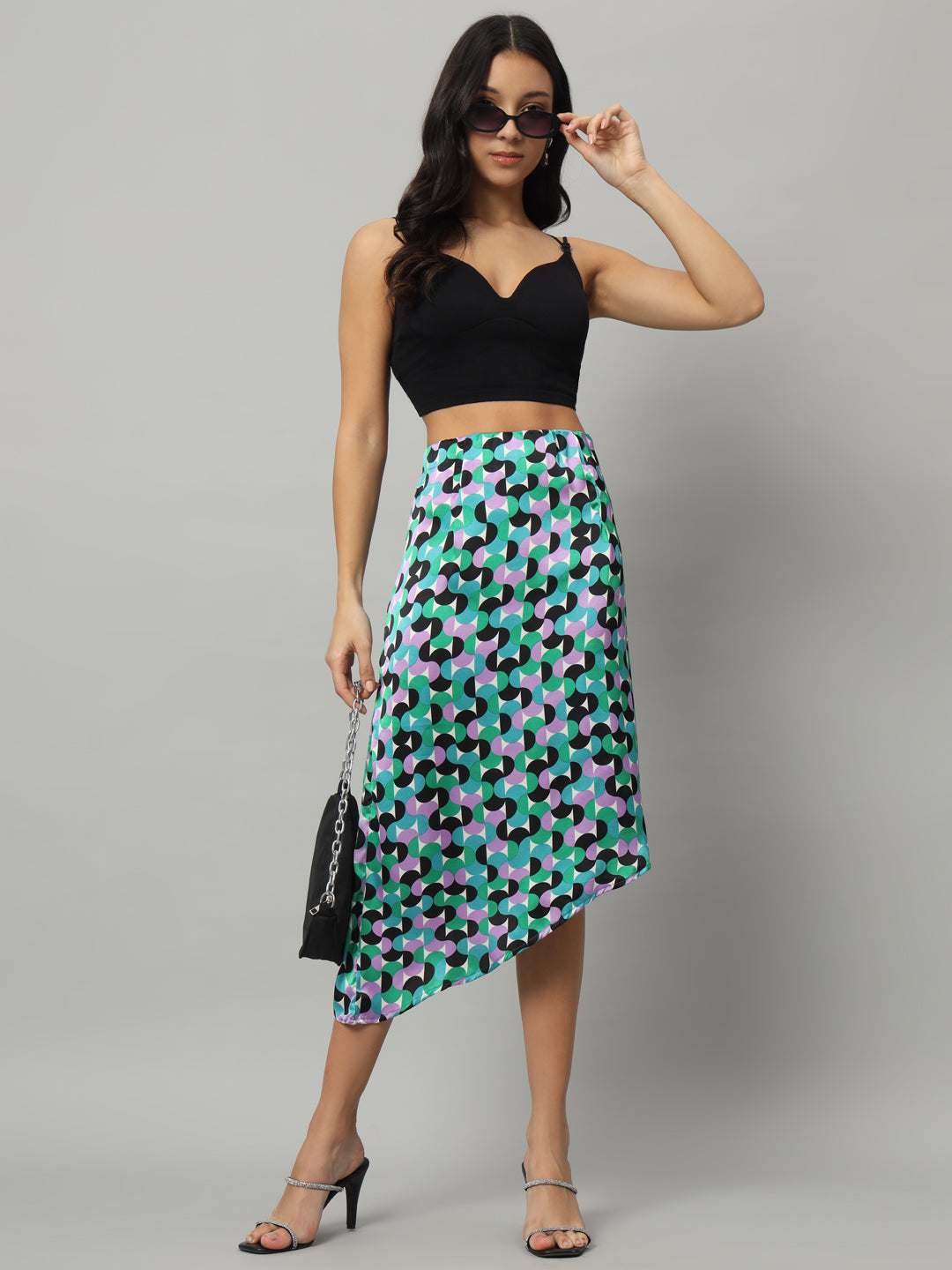 BROOWL Women's Printed A-Line Midi Skirts