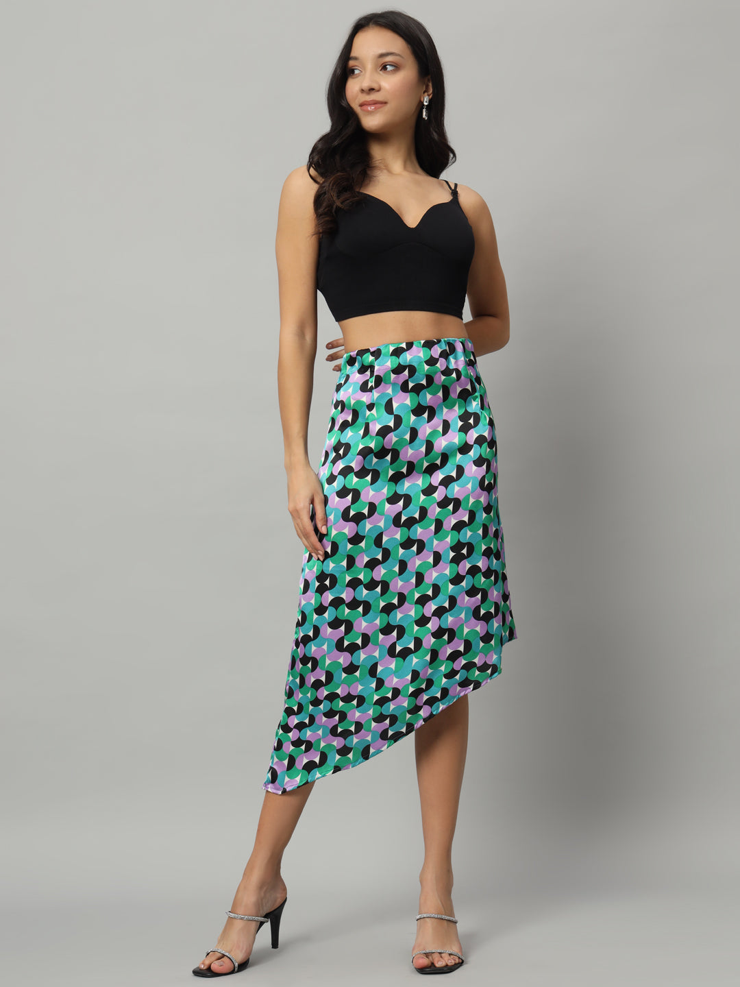 BROOWL Women's Printed A-Line Midi Skirts