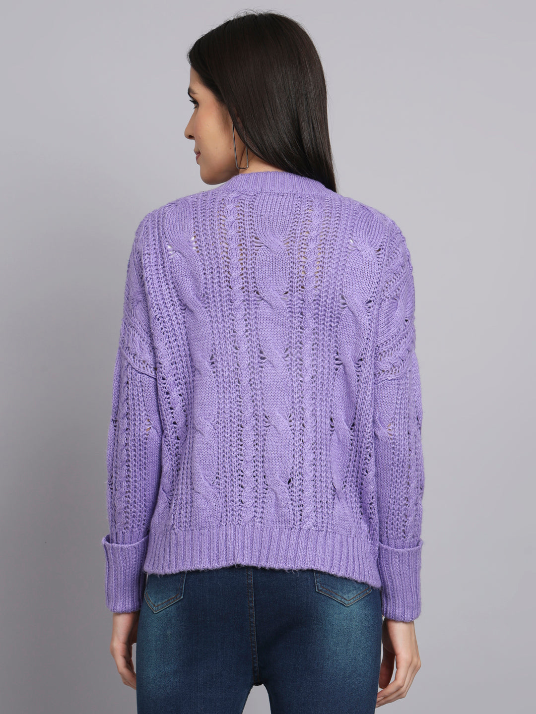 Lavender Cable Knit Woollen Sweater