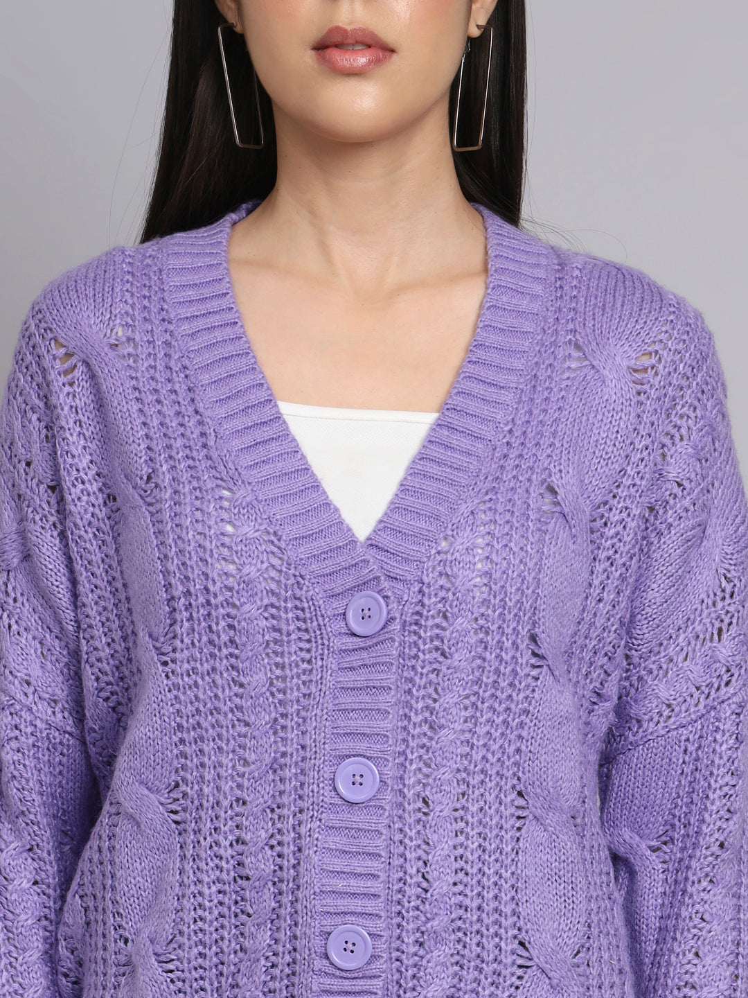 Lavender Cable Knit Woollen Sweater