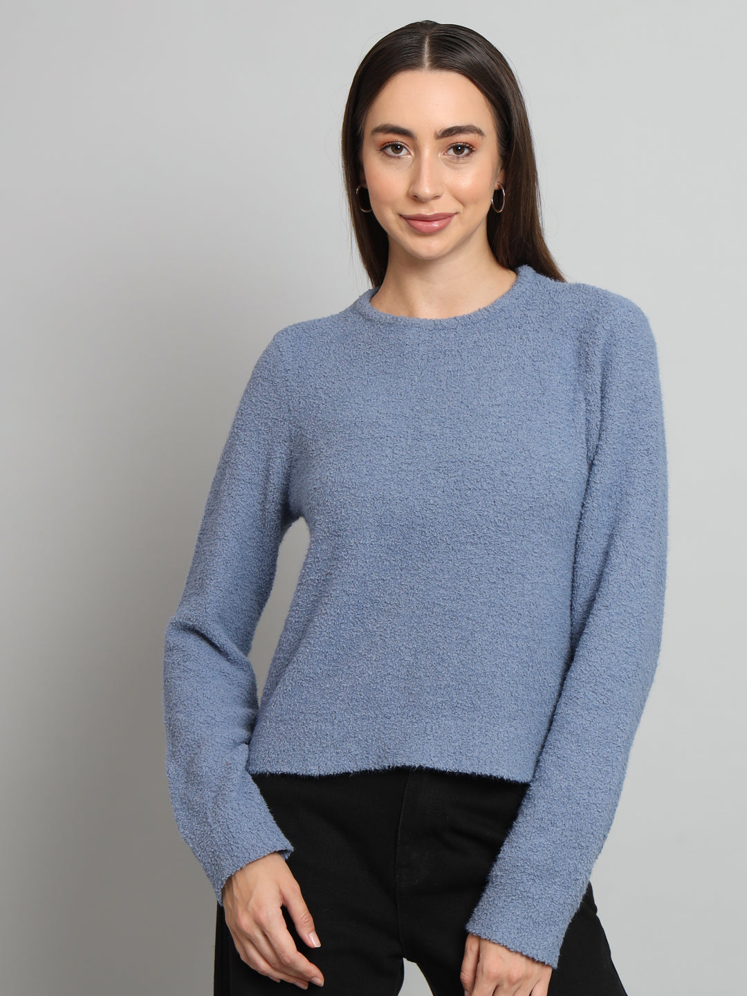 Broowl Blue Boucle Woollen Pullover