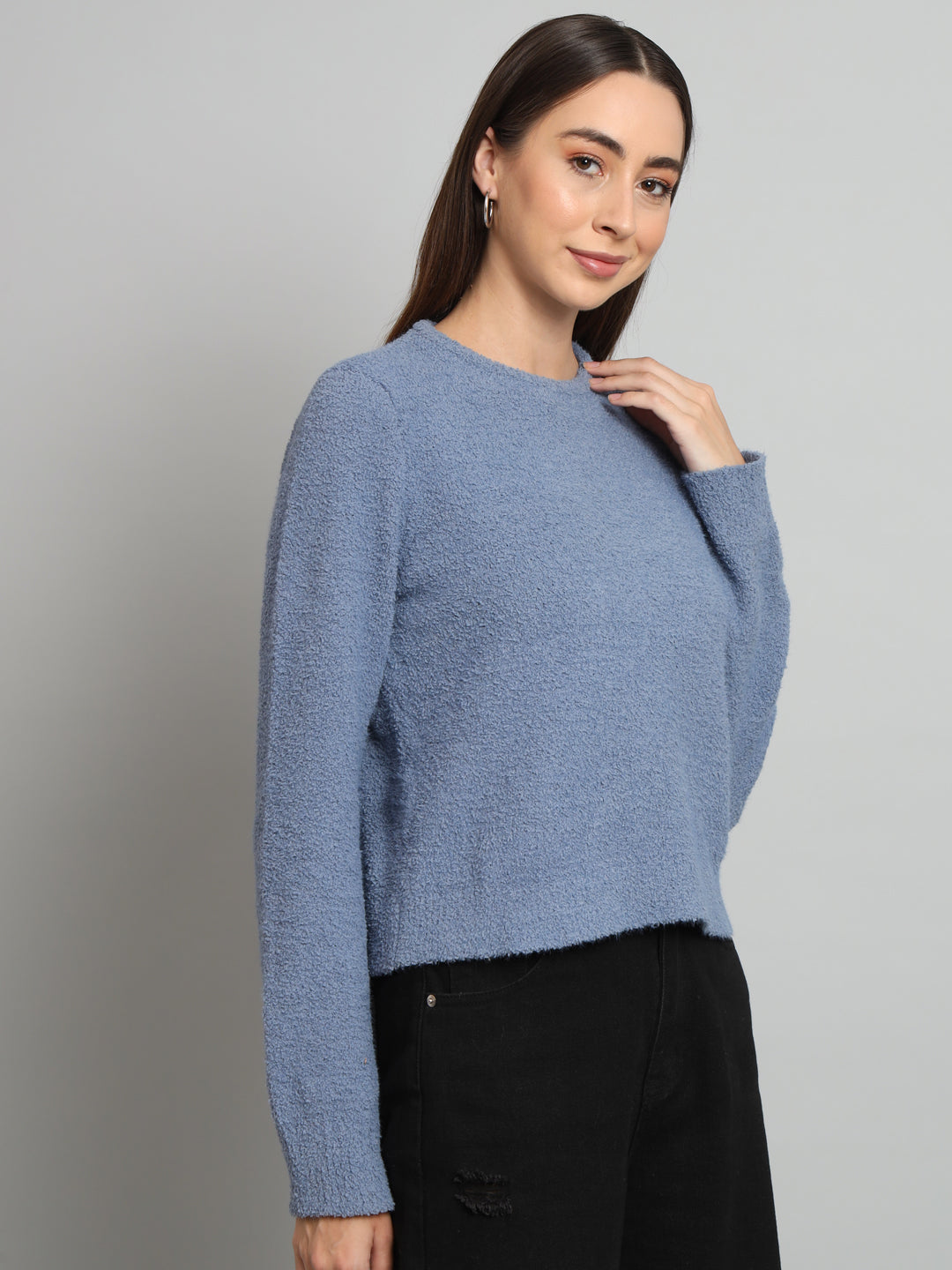 Broowl Blue Boucle Woollen Pullover