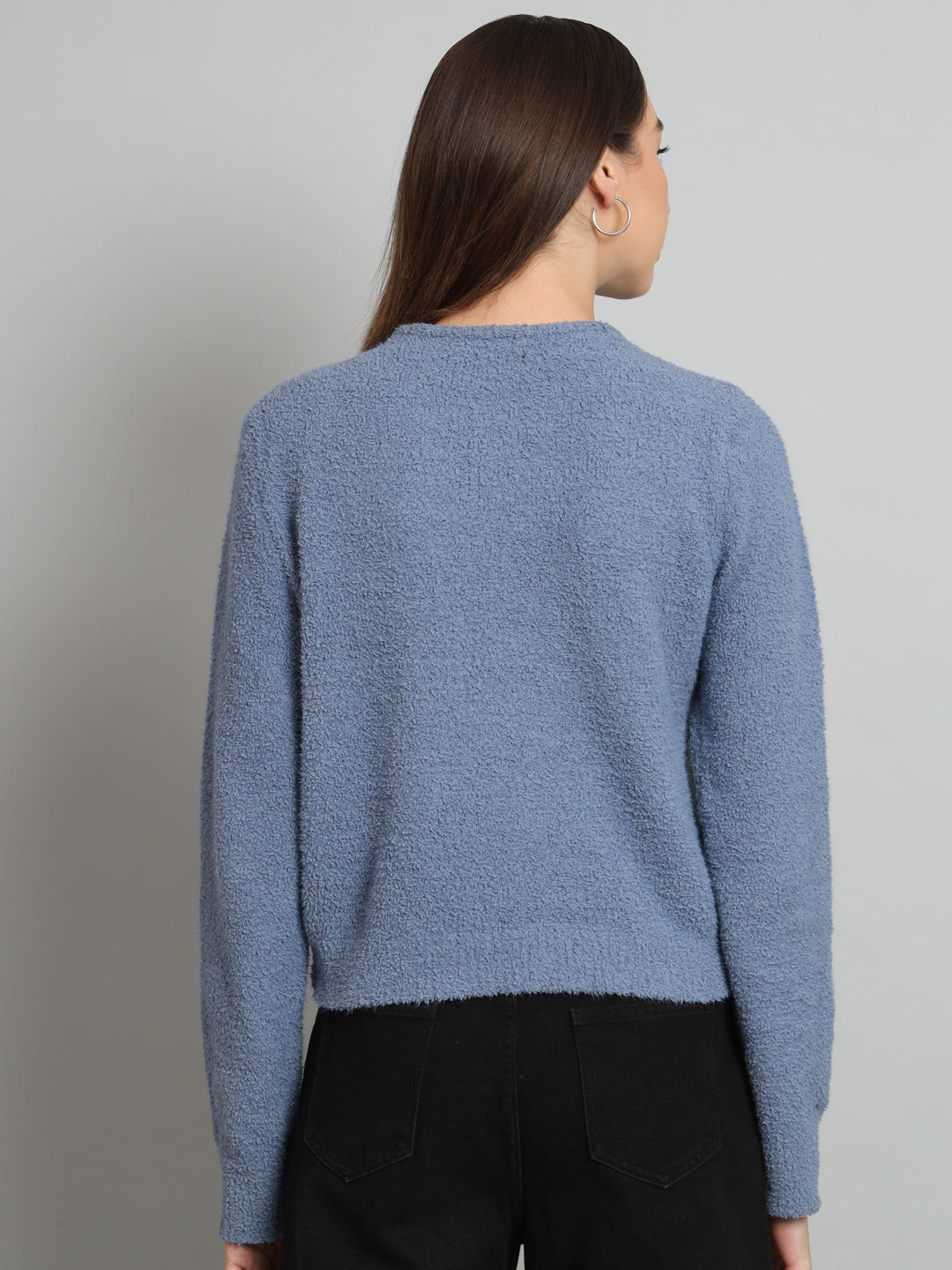 Broowl Blue Boucle Woollen Pullover