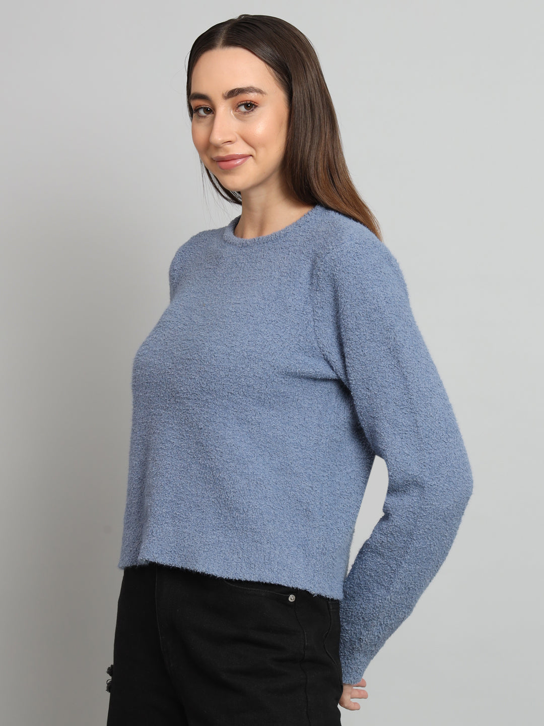 Broowl Blue Boucle Woollen Pullover