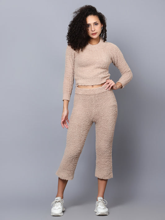 Womens Round Neck Woollen Coord Set