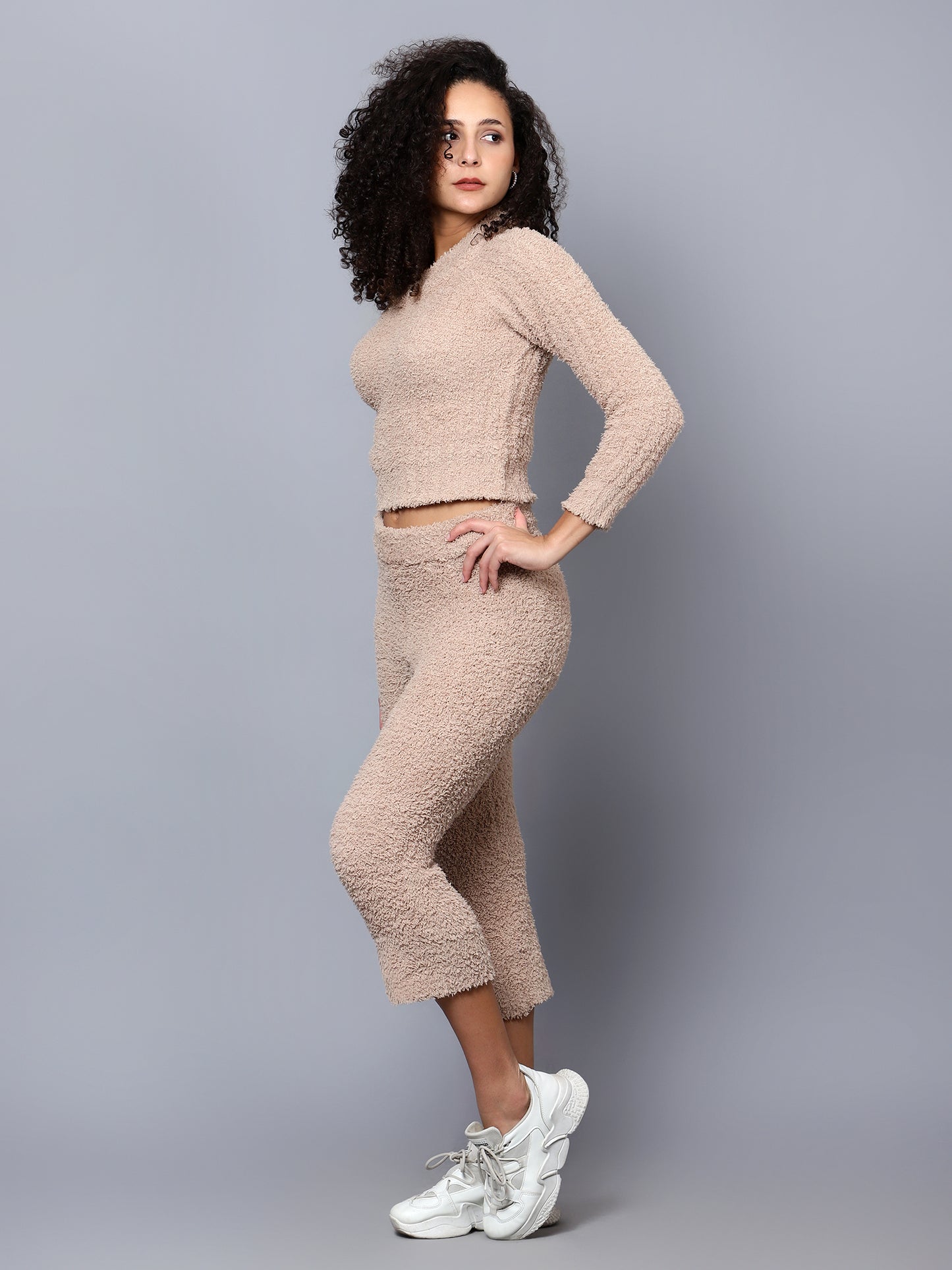 Womens Round Neck Woollen Coord Set