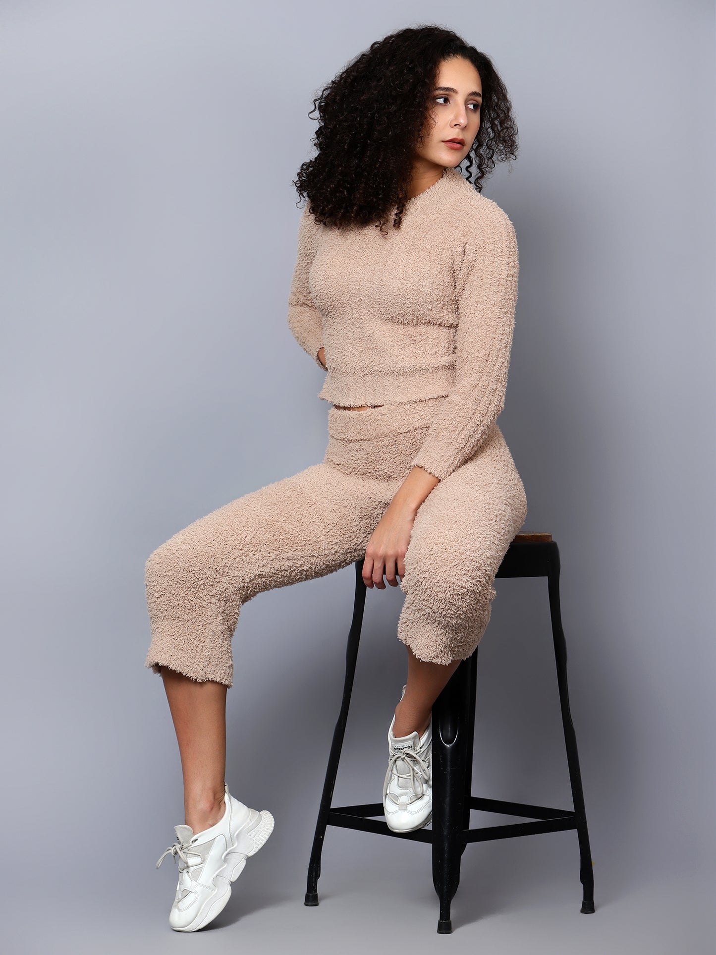 Womens Round Neck Woollen Coord Set