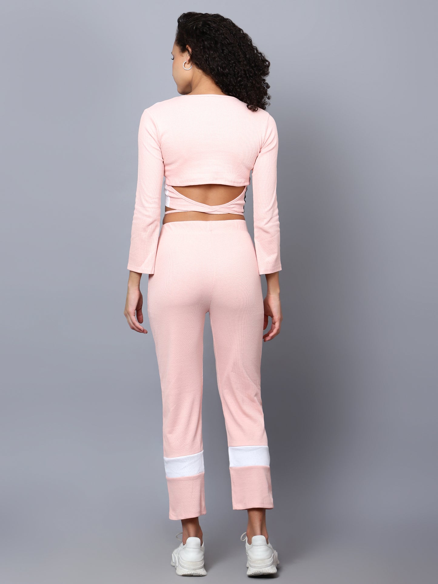 Womens Colourblocked Round Neck and Trouser Set