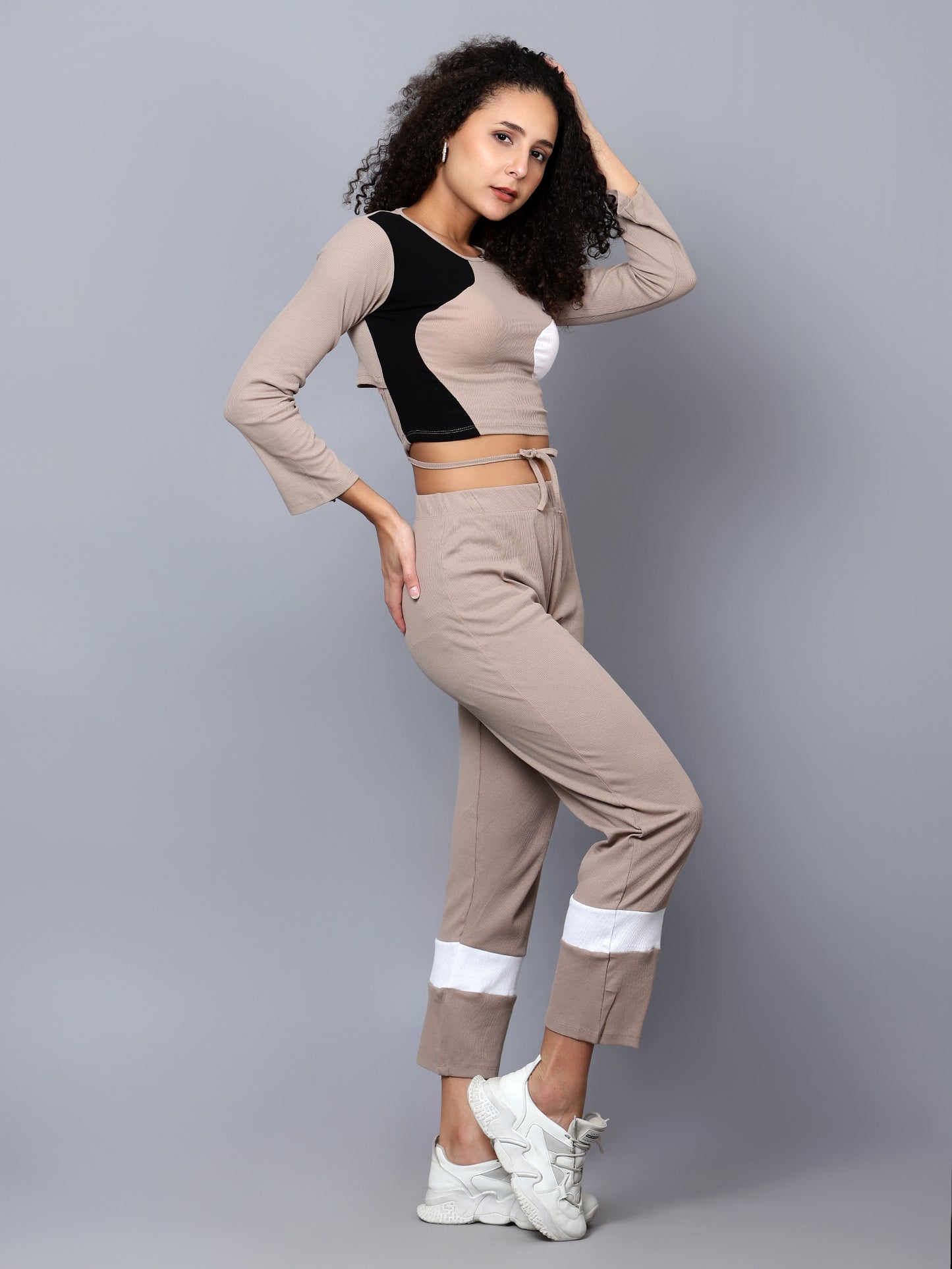 Colourblocked Crop Top and Track Pants