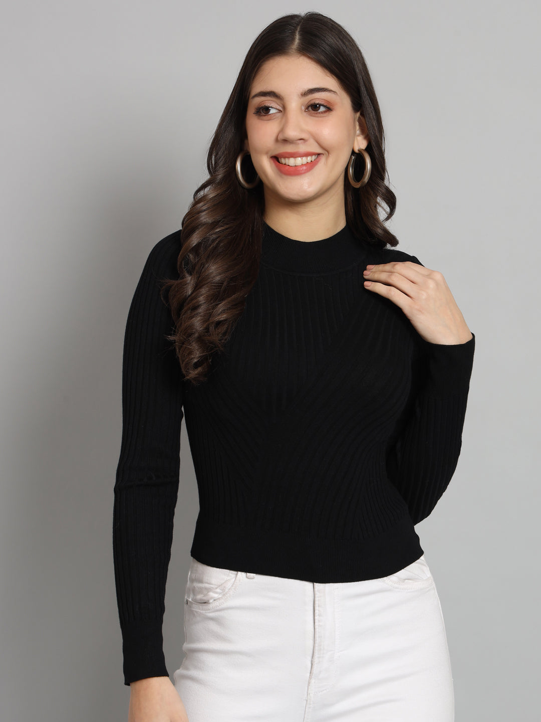 BROOWL Women's Solid Sweater