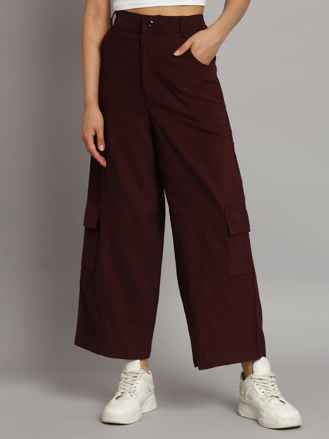 Womens Flared High Rise Corduroy Trouser