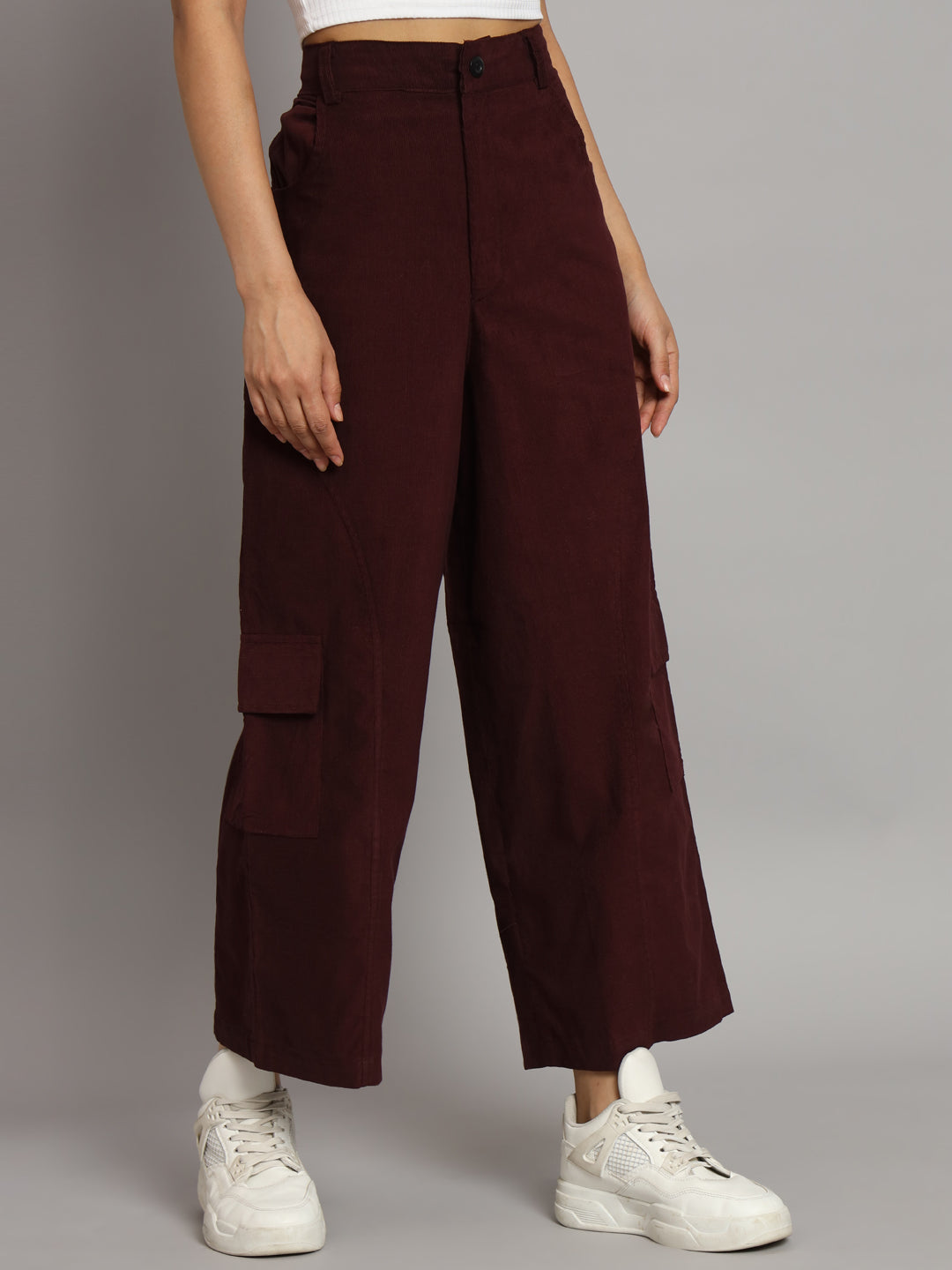 Womens Flared High Rise Corduroy Trouser