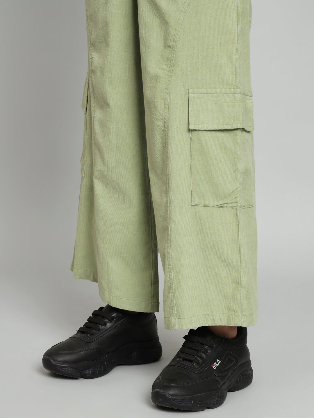 Green Corduroy High Rise Trouser