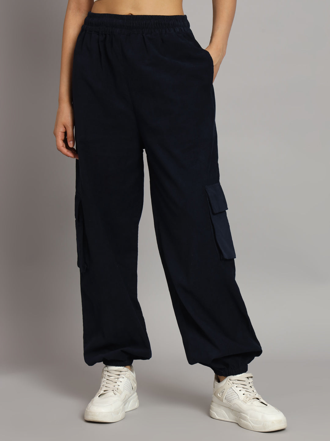 Navy Blue Corduroy Jogger Pants