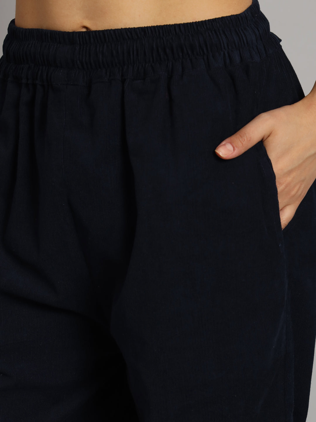 Navy Blue Corduroy Jogger Pants