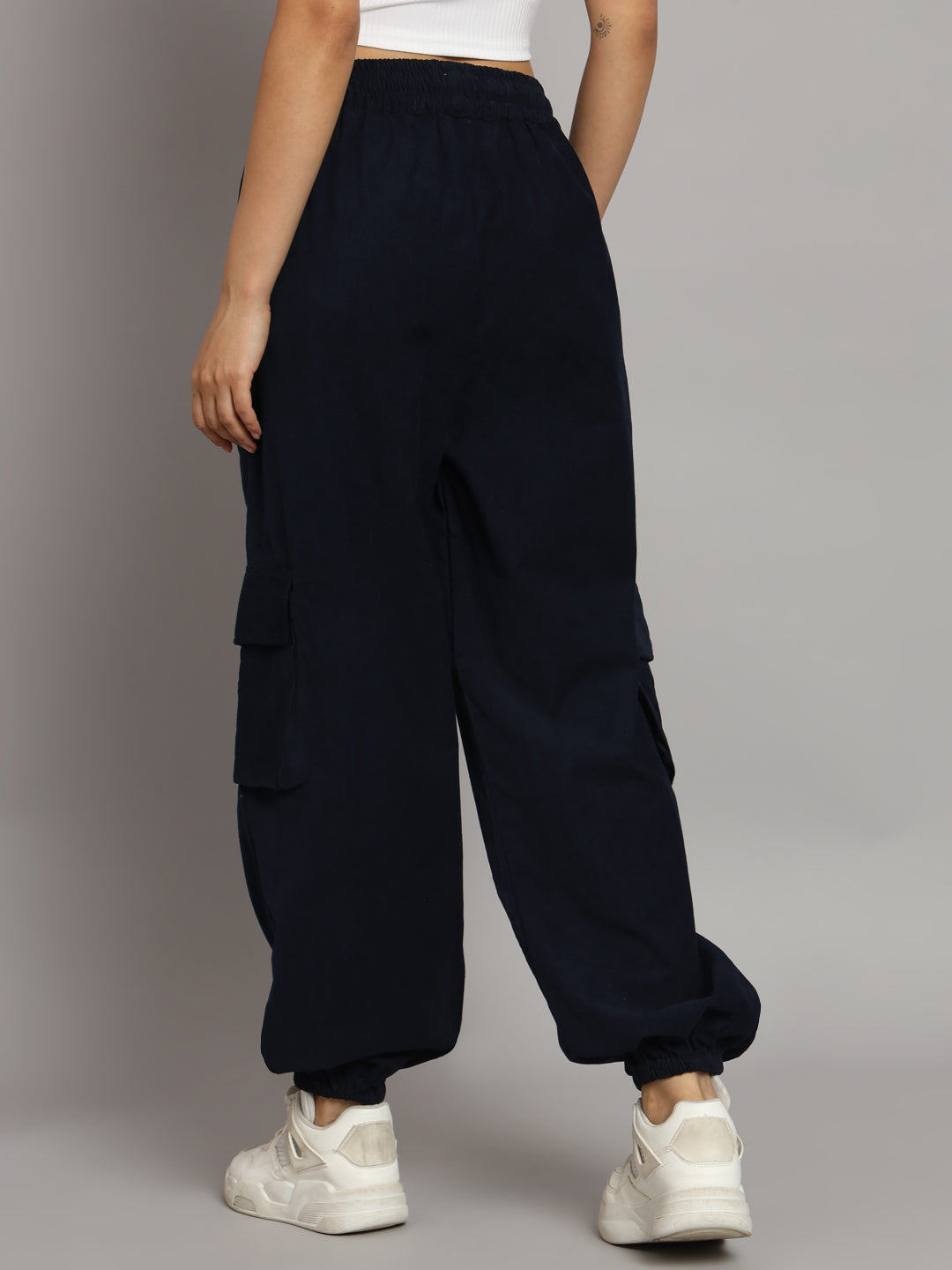 Navy Blue Corduroy Jogger Pants