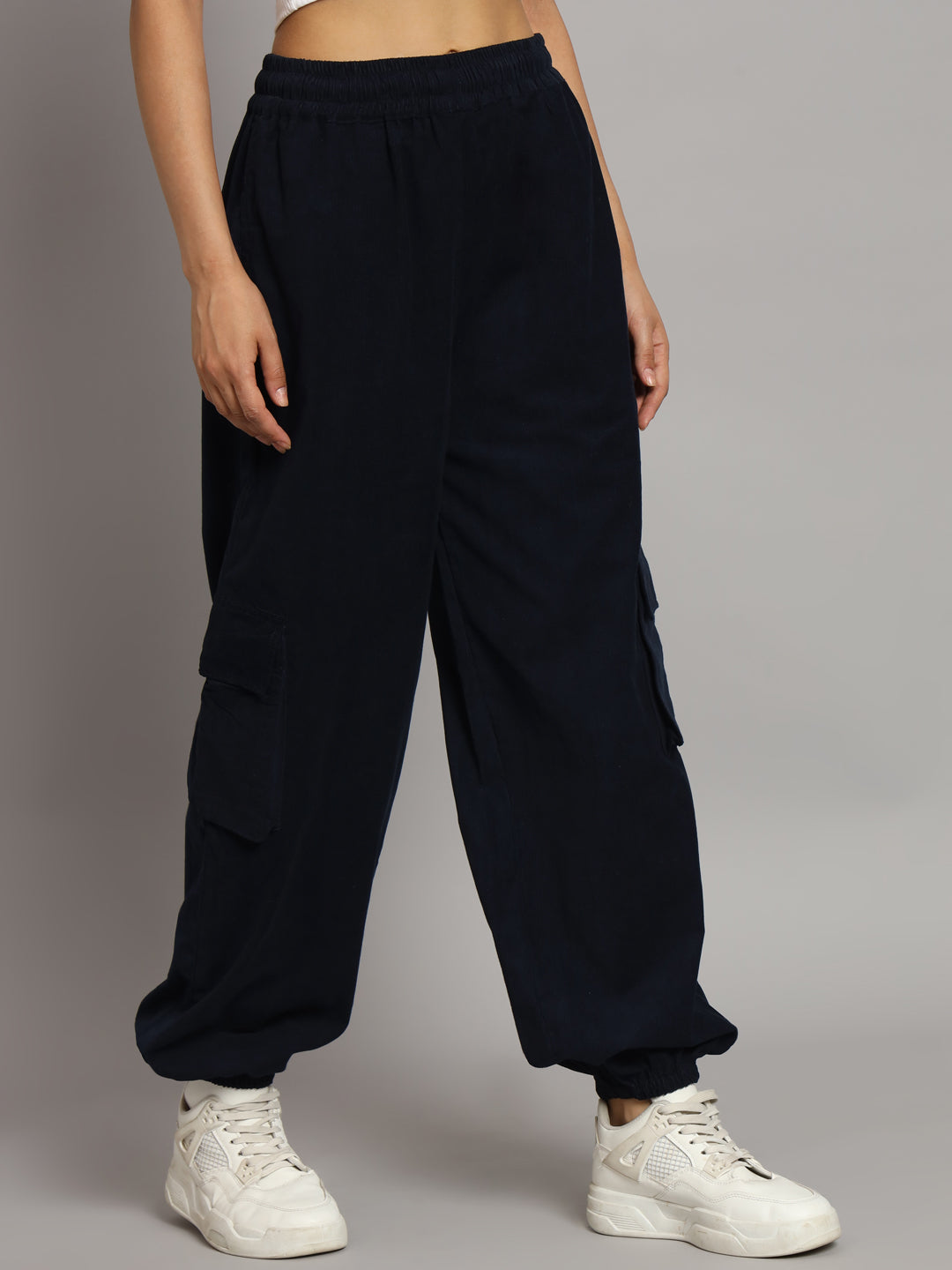 Navy Blue Corduroy Jogger Pants