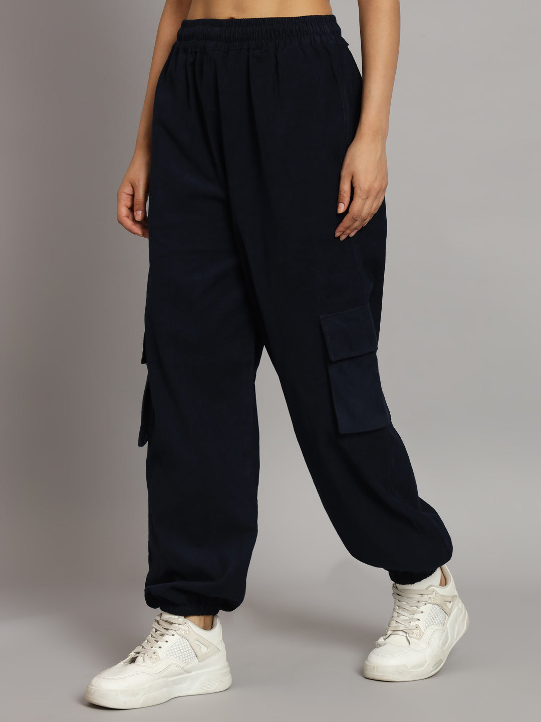 Navy Blue Corduroy Jogger Pants