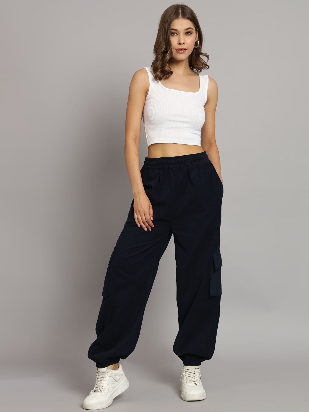 Navy Blue Corduroy Jogger Pants