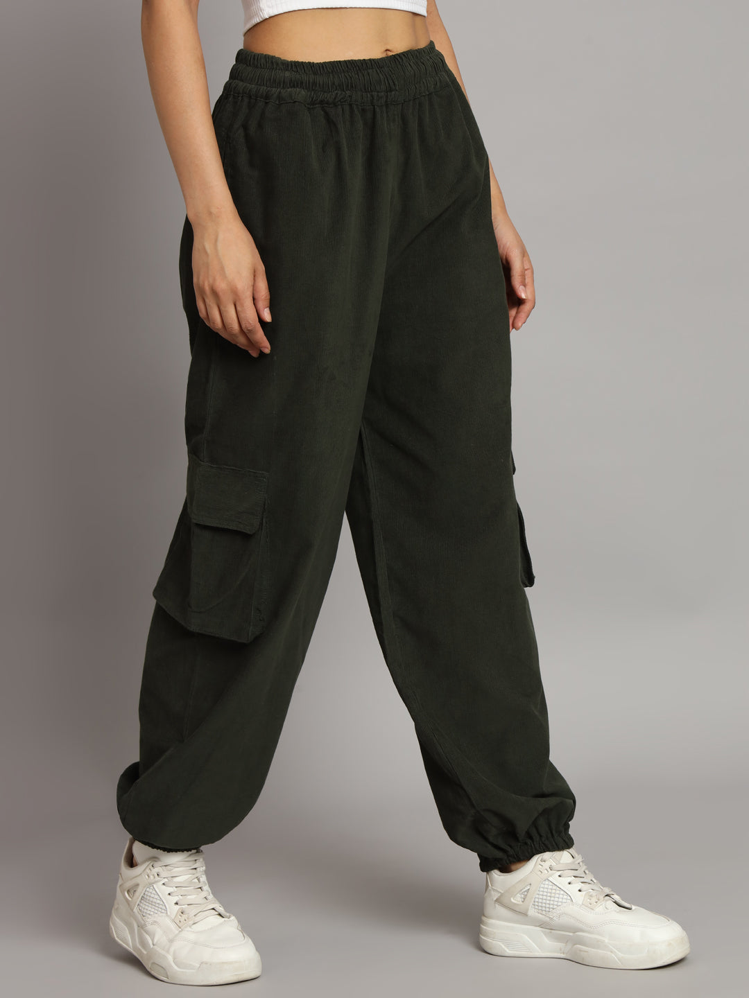 Green Corduroy Jogger Pants