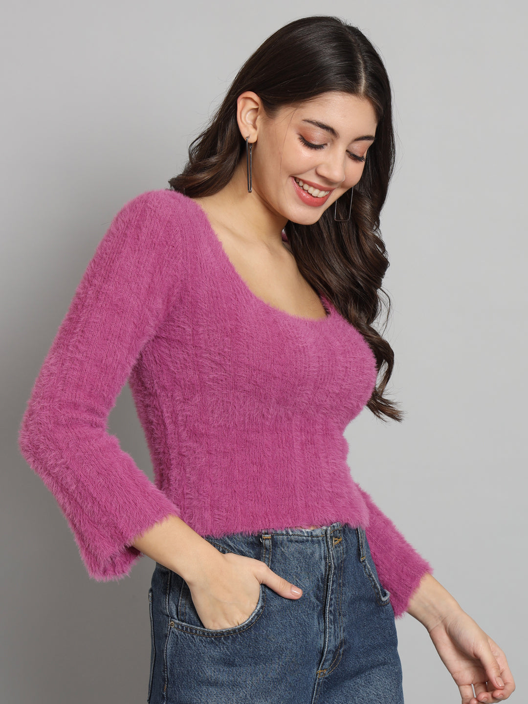 Women's Round Neck Fur Sweater