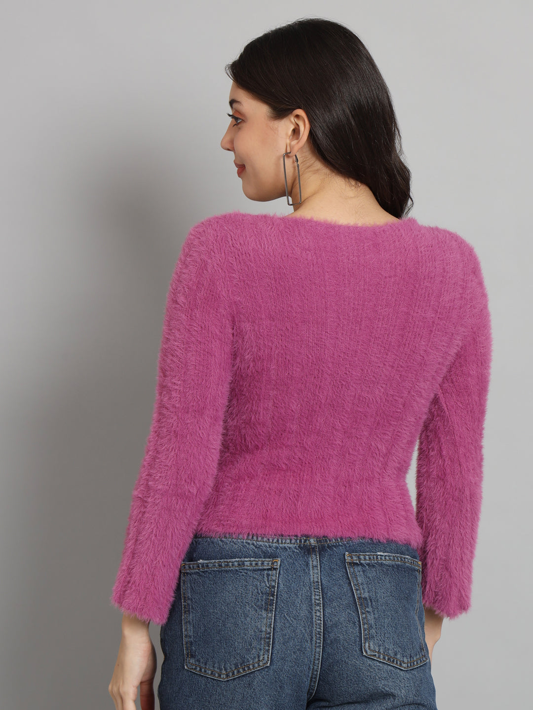 Women's Round Neck Fur Sweater