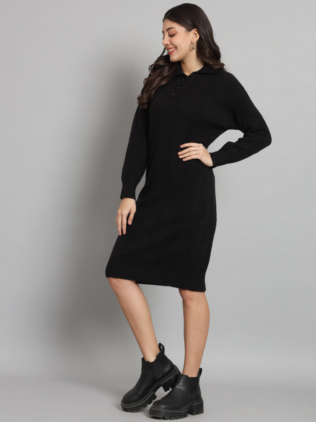 Women's Black Woollen Dress