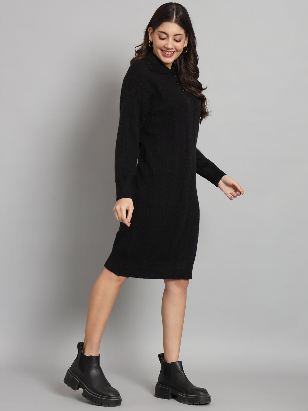 Women's Black Woollen Dress