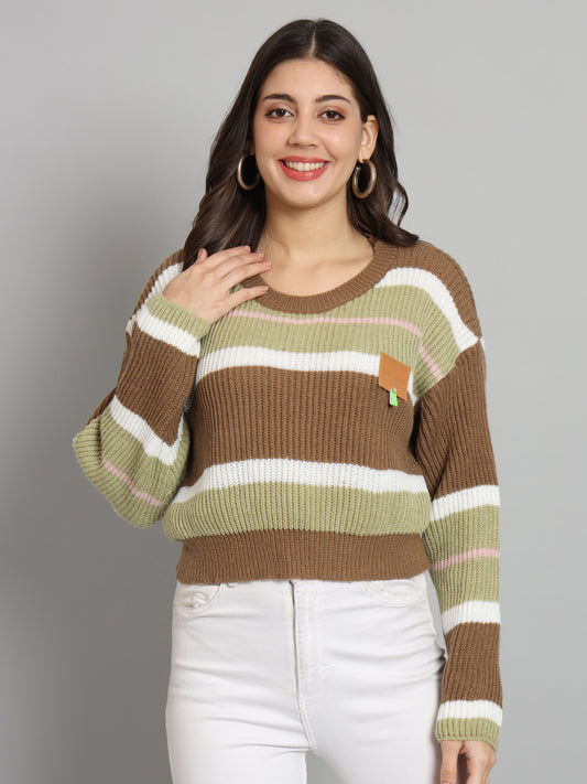 BROOWL Wome's Round Neck Sweater