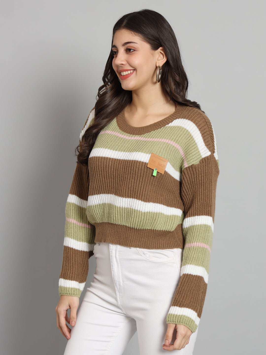 BROOWL Wome's Round Neck Sweater