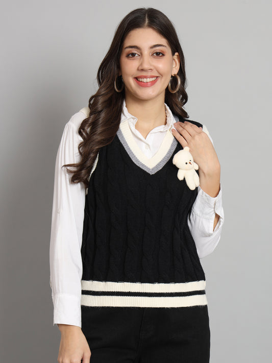 BROOWL Women's V-Neck Sweater.