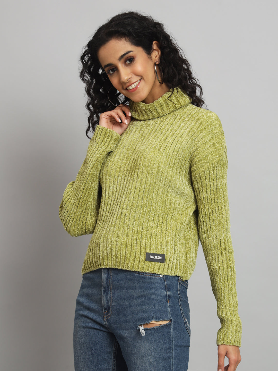 BROOWL Women's High Neck Sweater