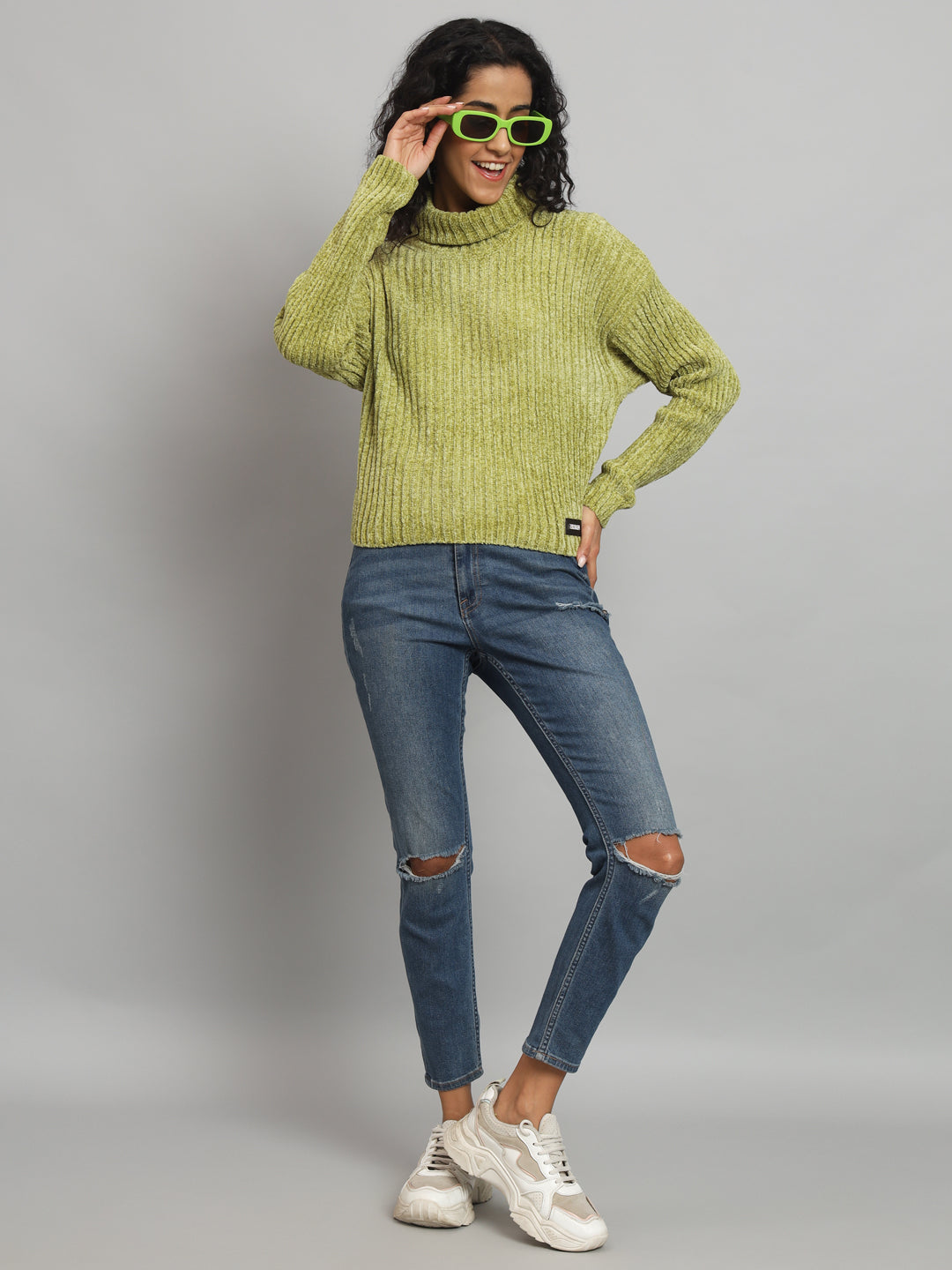 BROOWL Women's High Neck Sweater