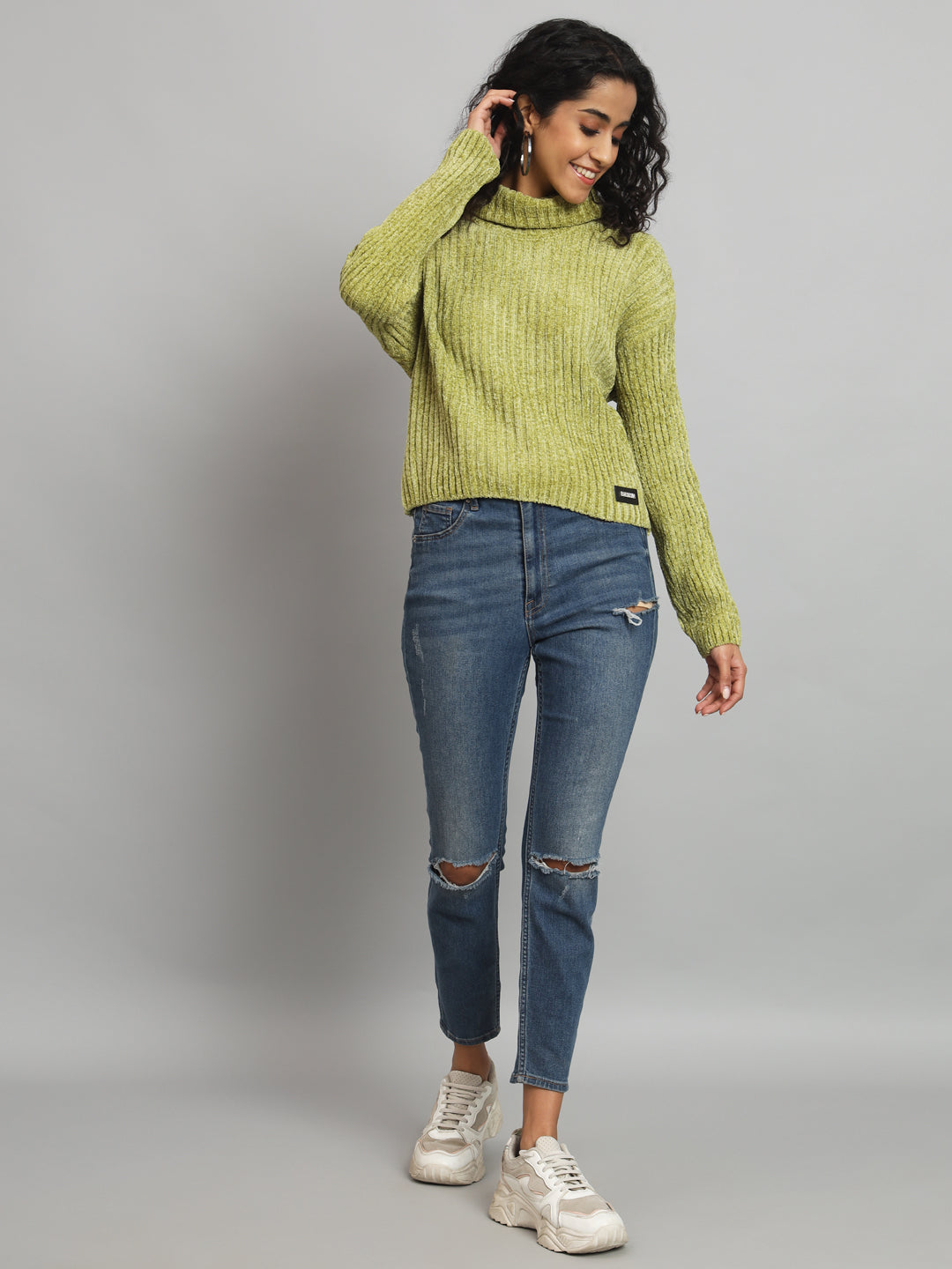 BROOWL Women's High Neck Sweater