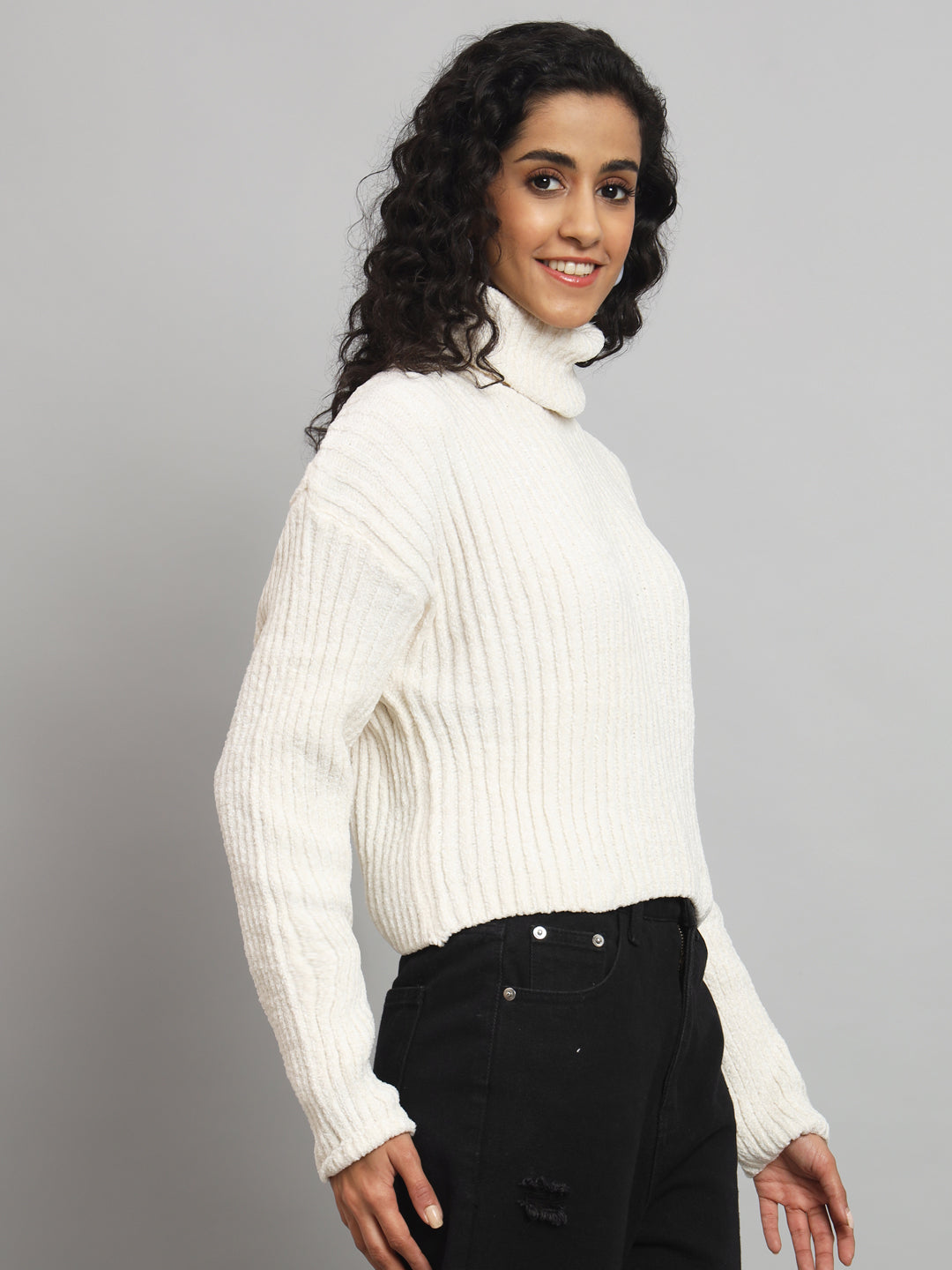 BROOWL Women's High Neck Sweater