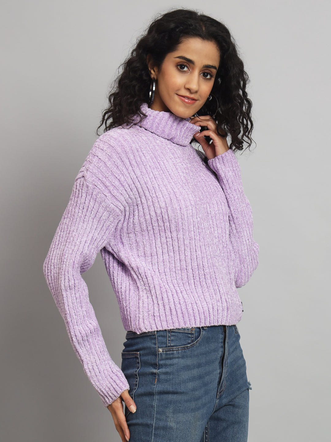 BROOWL Women's High Neck Sweater