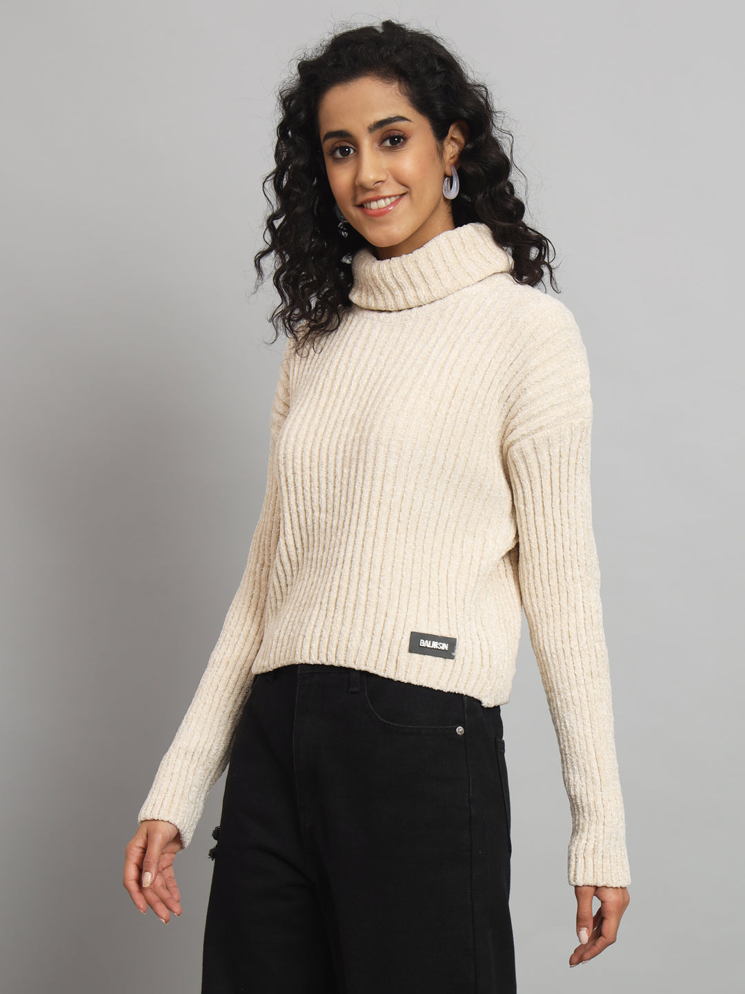 BROOWL Women's High Neck Sweater