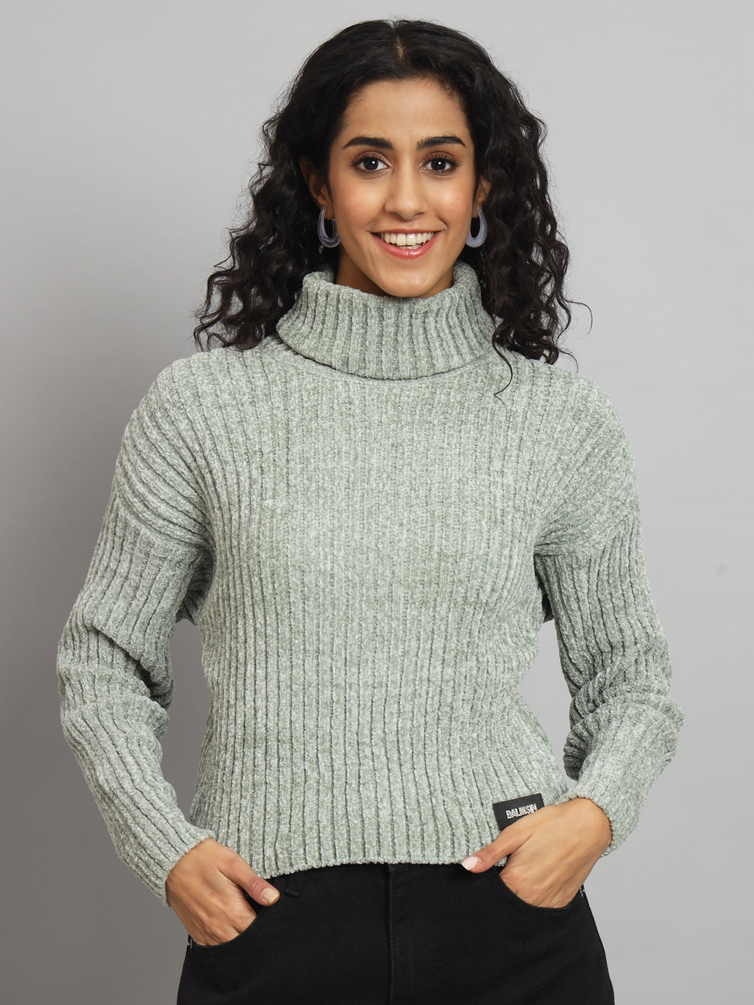 BROOWL Women's High Neck Sweater