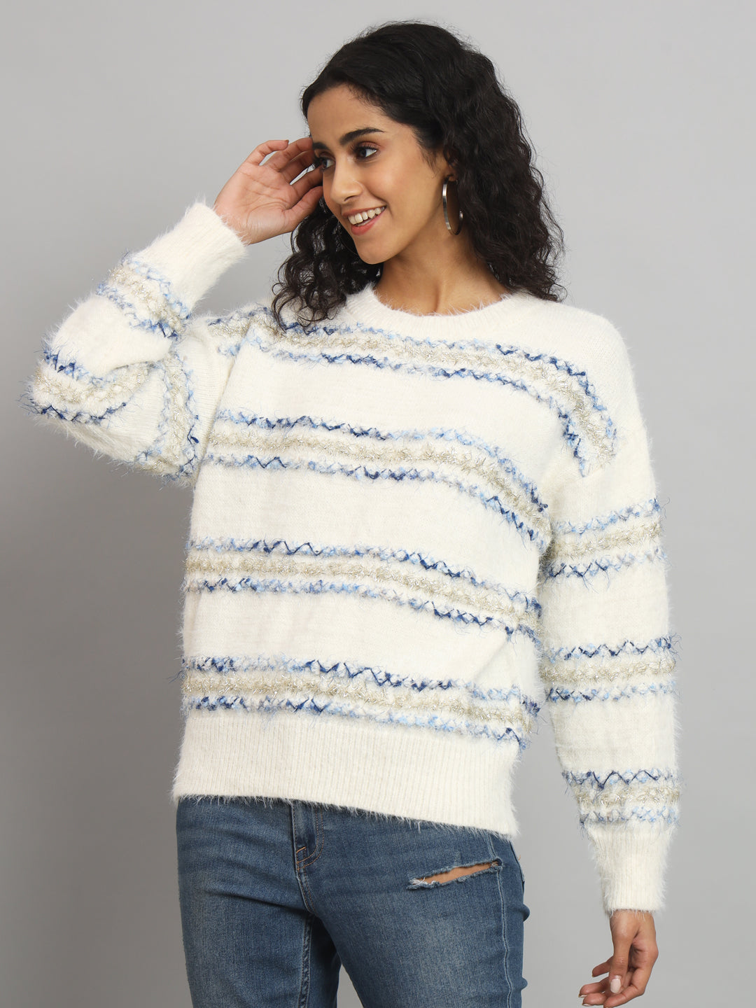 BROOWL Women's Round Neck Sweater