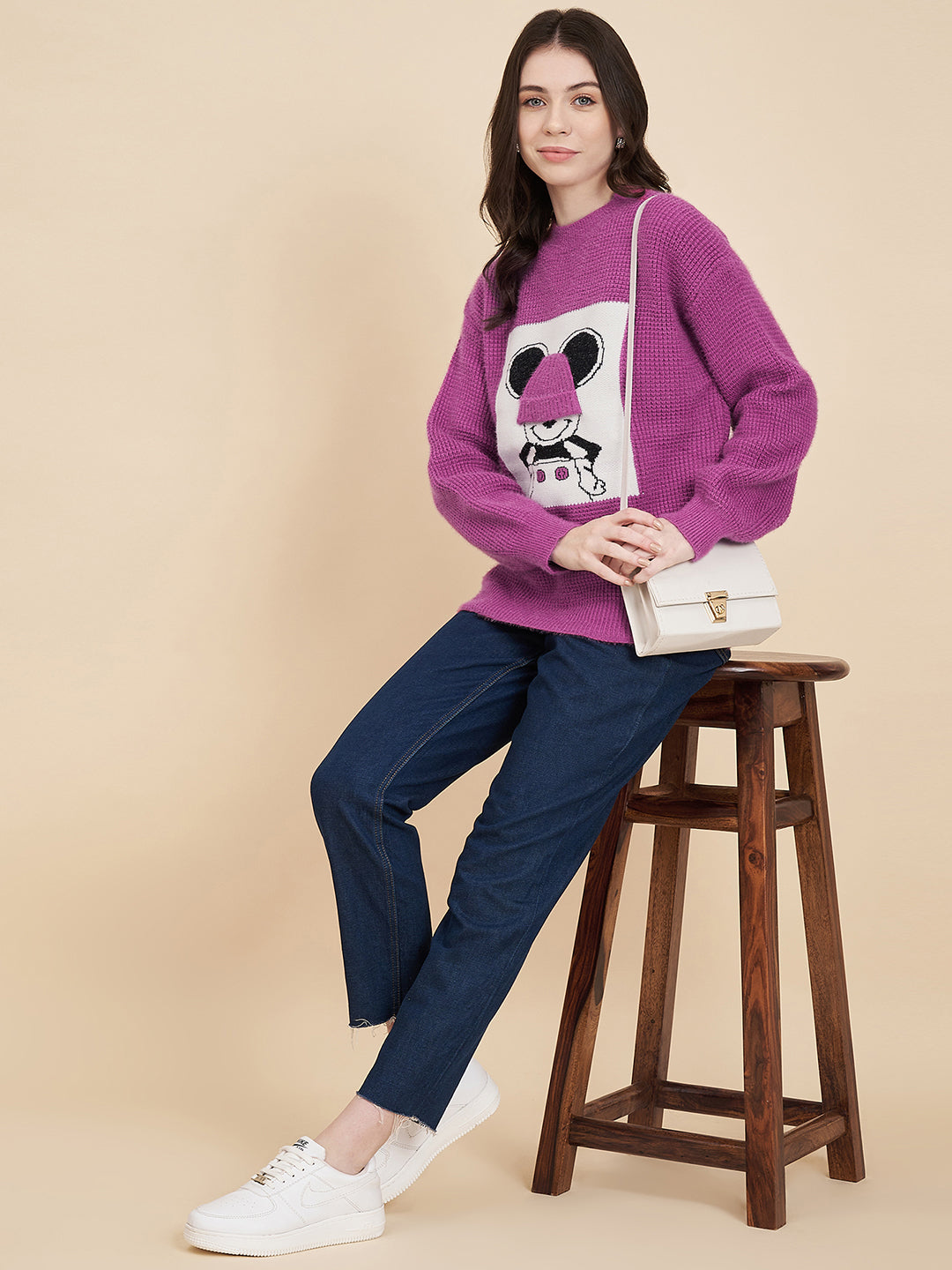 Women's Round Neck Printed Sweater