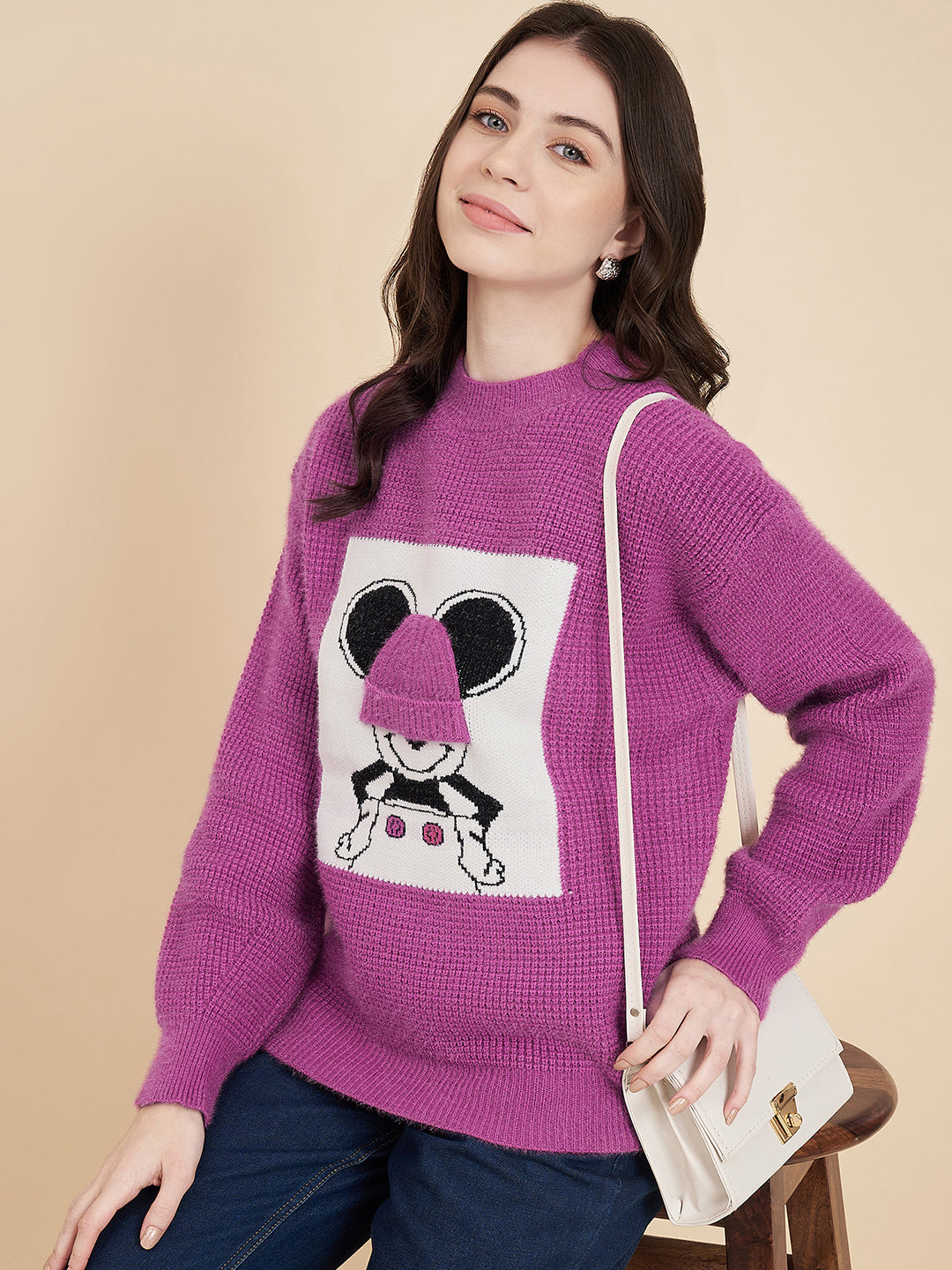 Women's Round Neck Printed Sweater