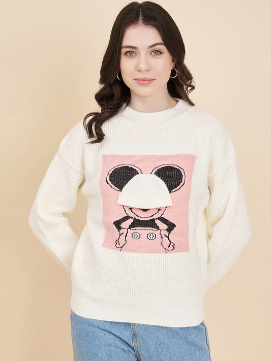 Women's Round Neck Printed Sweater